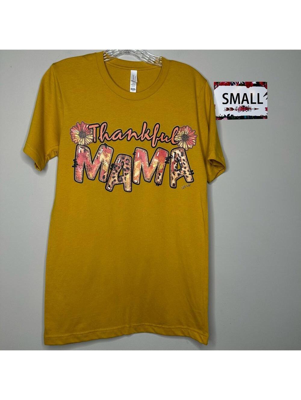 Thankful Mama Small yellow tee Thanksgiving - L&B Life
